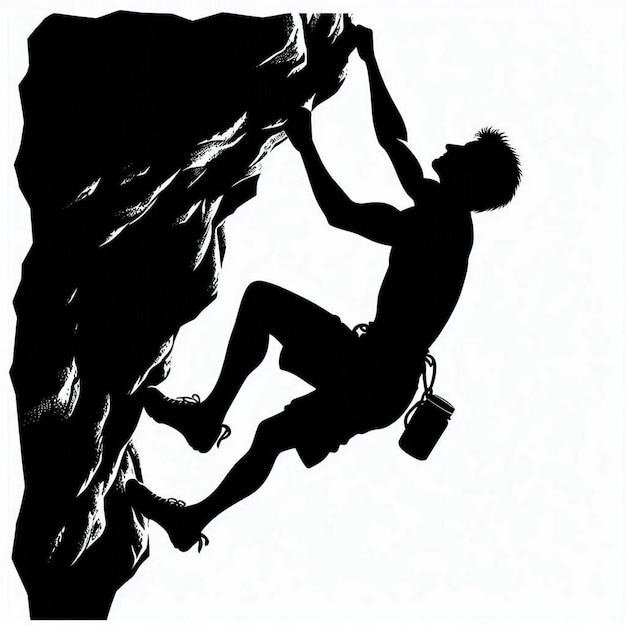 A silhouette vector of a person rock climbing