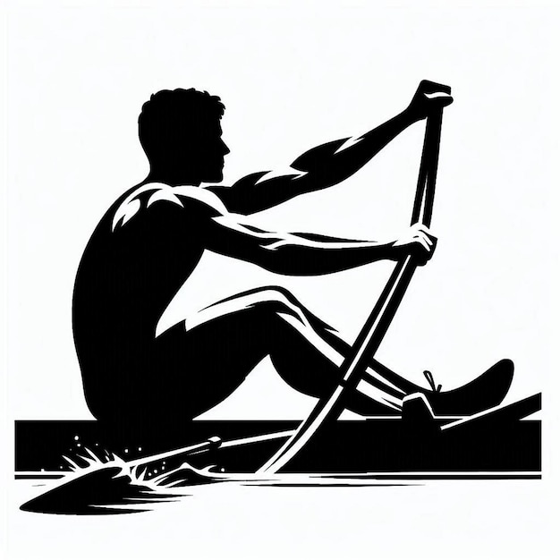 Photo a silhouette vector of a person rowing a boat