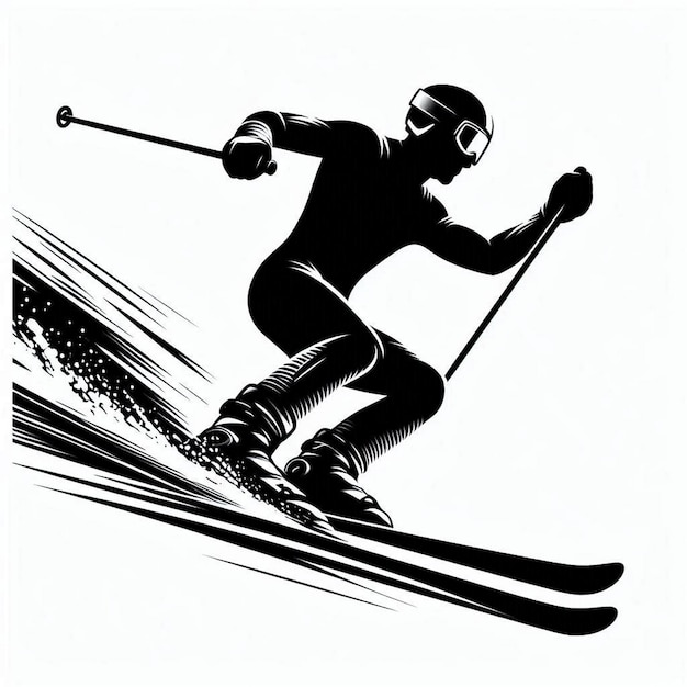 Silhouette Vector of a Person Skiing