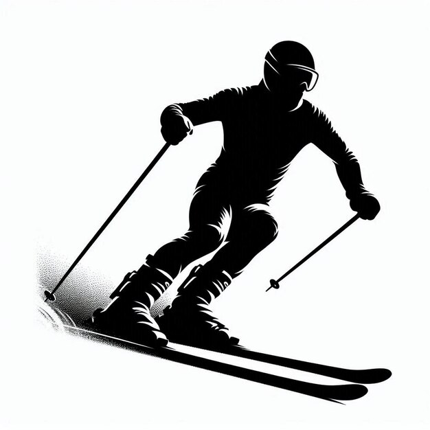 Silhouette Vector of a Person Skiing