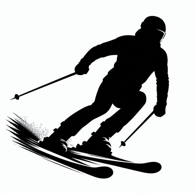 Silhouette Vector of a Person Skiing