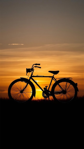 Silhouette of vintage bike at the sunset