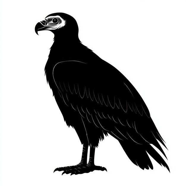 Photo silhouette of a vulture with a white face and neck