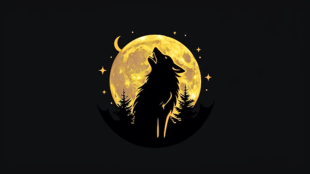 Photo silhouette of a wolf howling at the moon