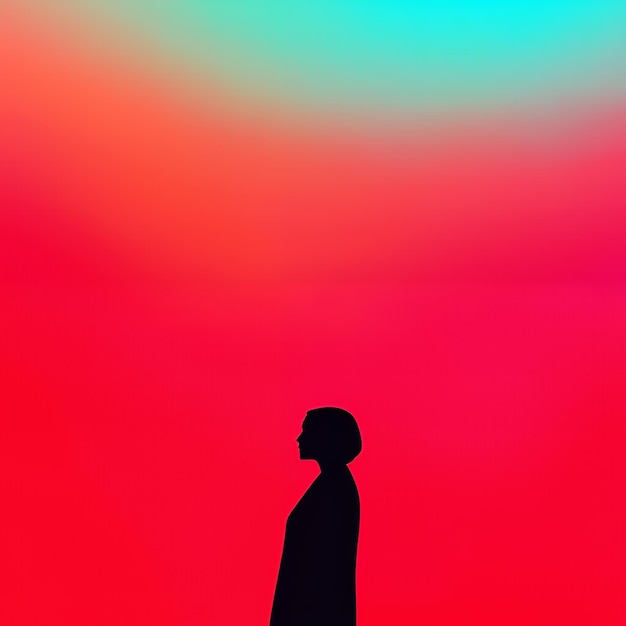 Photo silhouette of woman against a gradient background