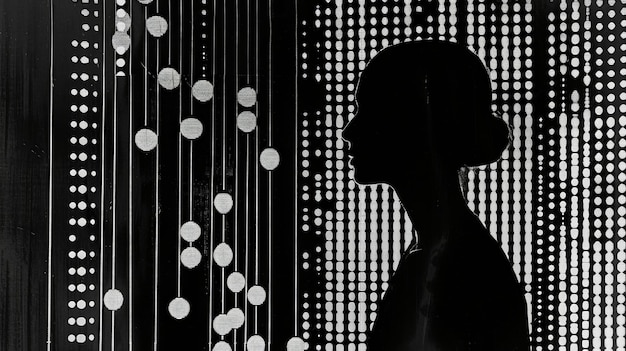 Silhouette of a Woman Against a Patterned Background