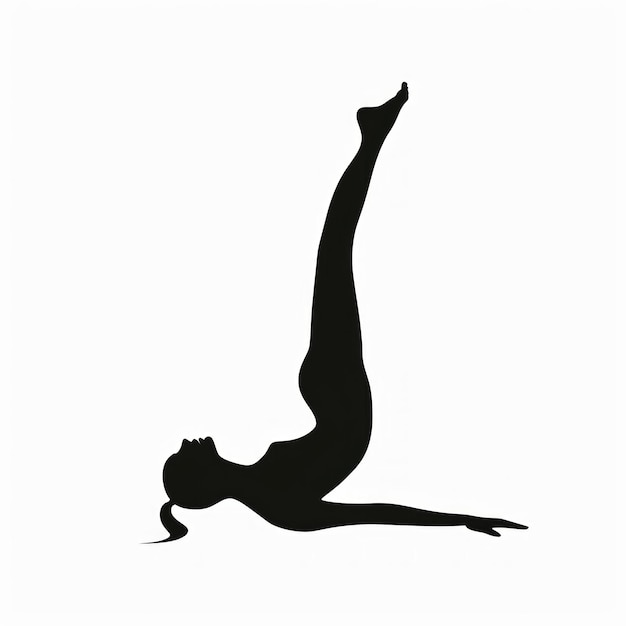 Photo silhouette of woman performing yoga pose with leg raised