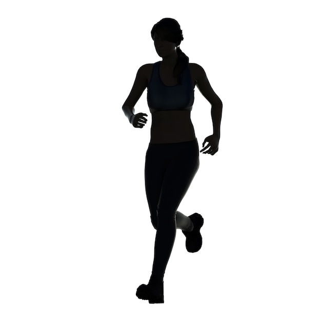 Silhouette woman running or female runner