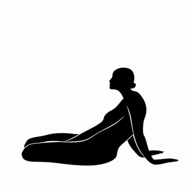 Photo silhouette of a woman sitting on the floor with her legs crossed