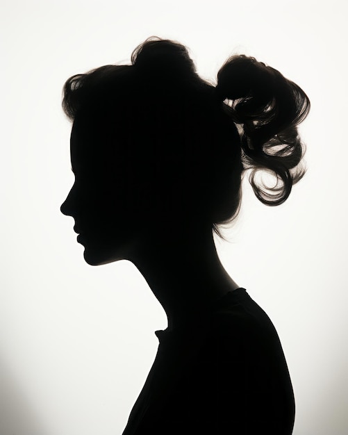 silhouette of a woman with her hair in a ponytail