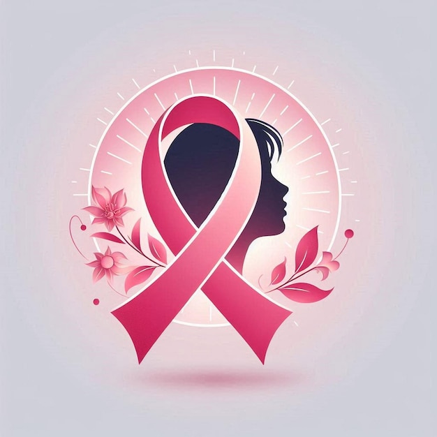 Silhouette of a woman with pink ribbon