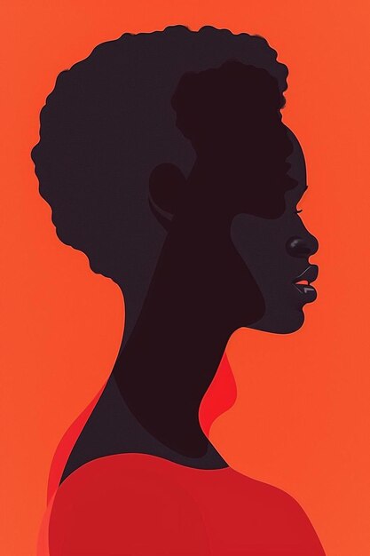 a silhouette of a woman with a red shirt