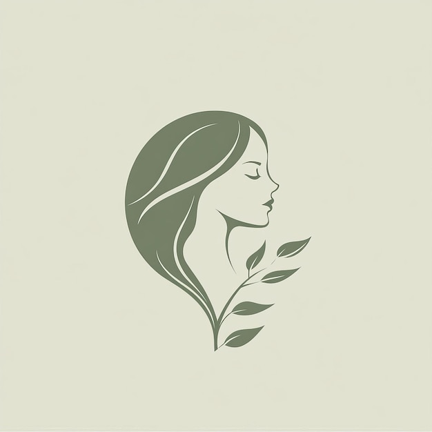 Silhouette of a womans face with hair flowing into a leaf