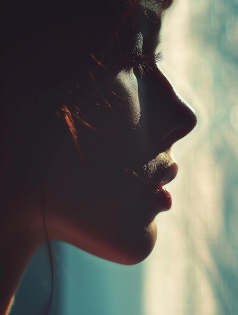 Silhouette of Womans Profile in Soft Light