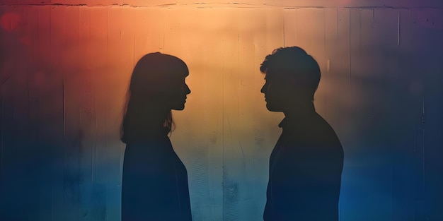 Photo silhouetted couple facing opposite directions suggesting marital conflict and potential separation concept marital conflict silhouettes relationship troubles