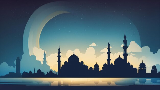 Silhouetted Sanctuary A Background Featuring the Graceful Silhouette of a Mosque