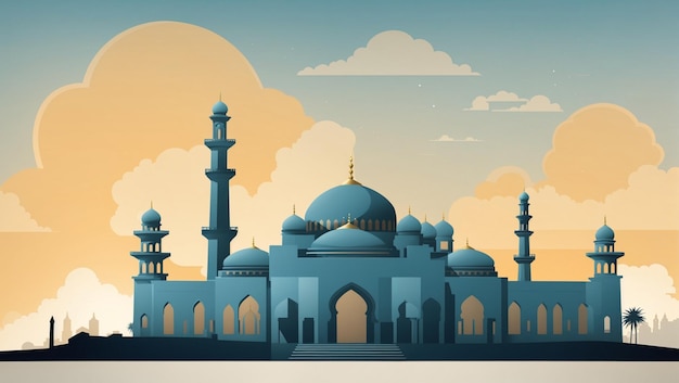 Silhouetted Sanctuary A Background Featuring the Graceful Silhouette of a Mosque