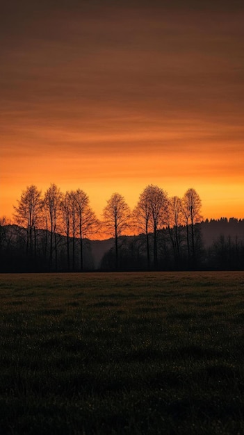 Photo silhouetted trees at sunset