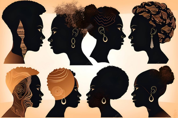 Silhouettes of African Americans on a beige background Freedom Day Generative AI 2