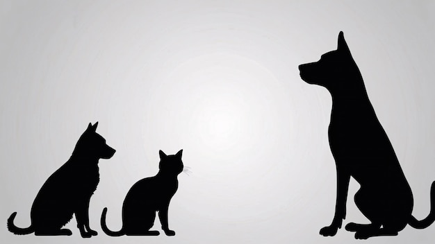 Photo silhouettes of a dog and a cat