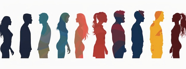 silhouettes gender diversity physical differences ethnicity isolated on white background