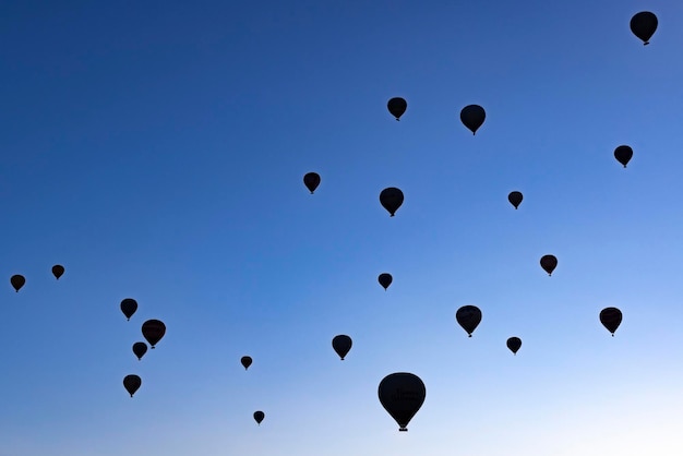 Silhouettes of hot air balloons