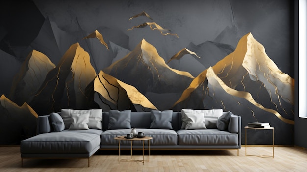 Silhouettes of mountains with trees