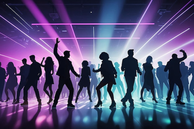 Silhouettes of People Dancing in Nightclub on Dance Floor at Party