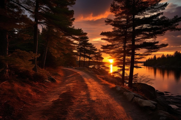 silhouettes of trees under a cloudy sky during sunset professional advertising photography