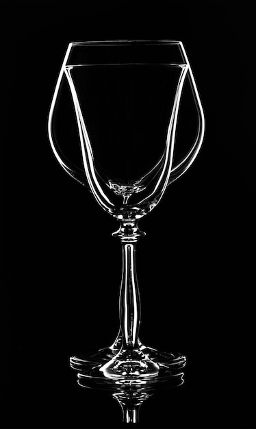 Silhouettes of two wine glasses on a black background