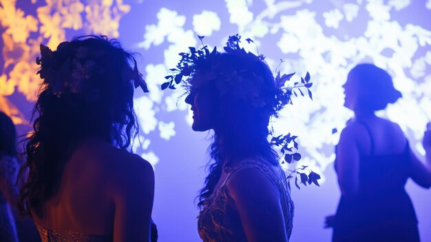 Photo silhouettes of women in flower crowns