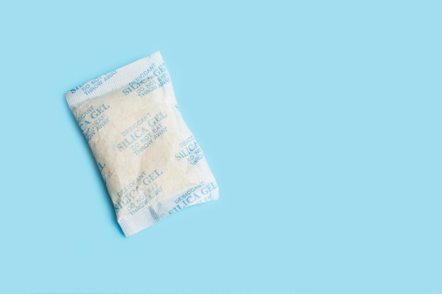 A silica ganulated gel on a light blue background with copy space