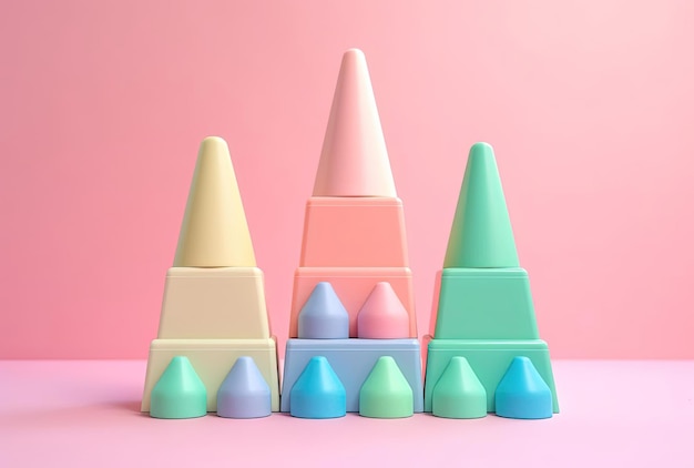 Silicone pyramid or tower toy for babies and toddlers