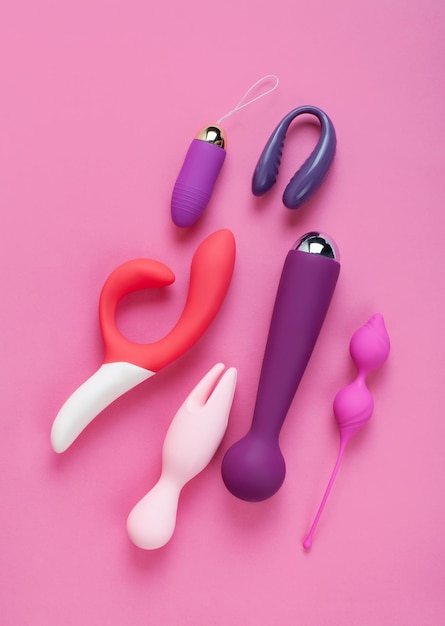 Silicone sex toys on a white background. Erotic toy for fun. Sex gadget and masturbation device.