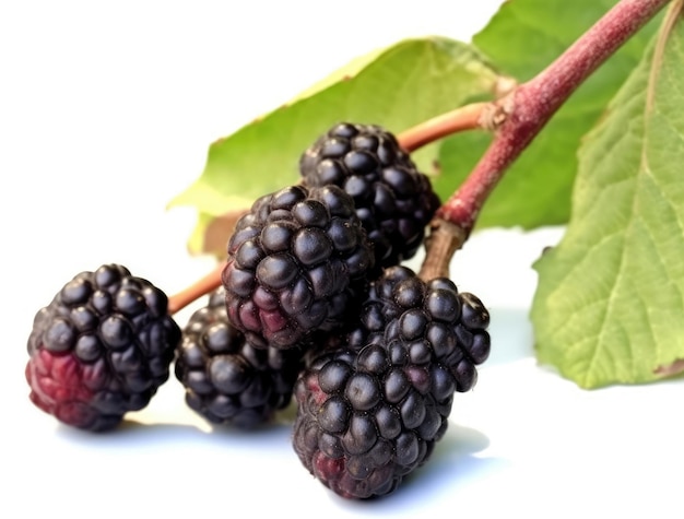 Silk berry with green leaves isolated on a white background