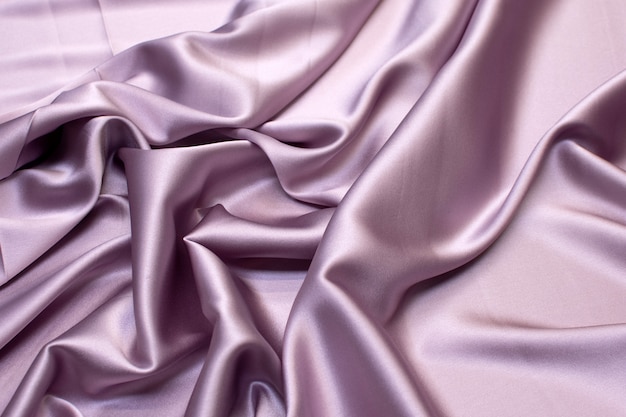 Silk fabric, satin. Color gray-lilac. Texture, 