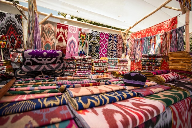 Silk fabric shop at Registan Square