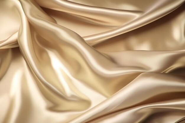 A silk fabric that is gold and has a white background.