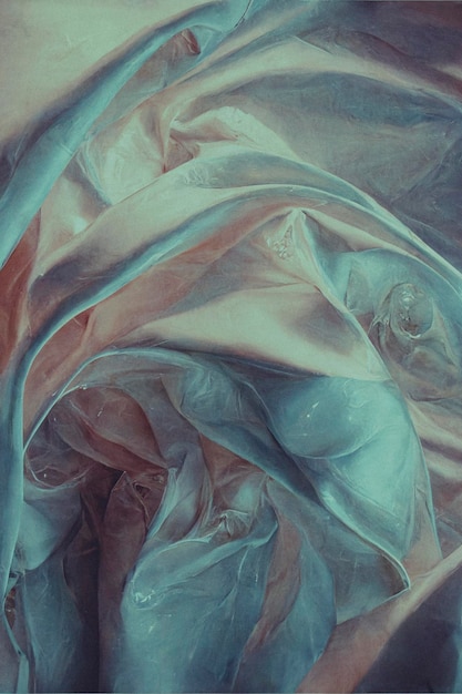 silk fabric with pink and light blue satin colors created with Generative AI technology