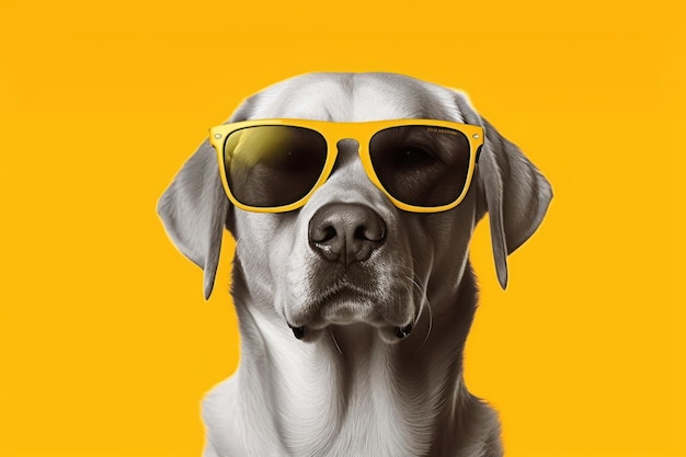 Silkscreen of a labrador sunglasses portrait mammal