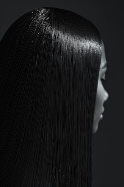 Silky smooth straight hair of a woman with a neat haircut