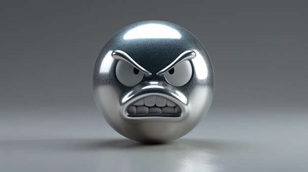 Photo silver angry face emoji