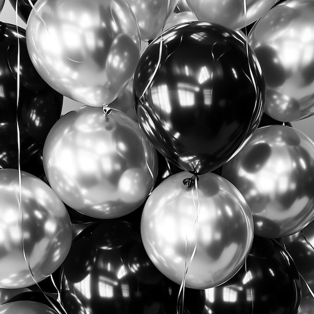 silver ballons to congratulate with a SILVER ANNIVERSARY to be in black and white