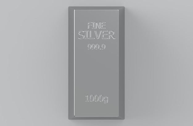 Silver bar ingot 3d rendering illustration