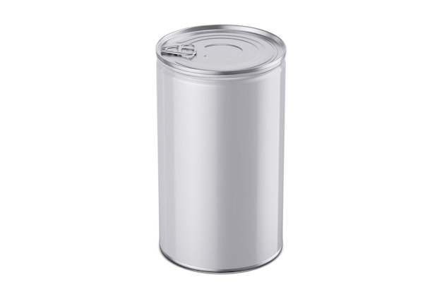 A silver can with a lid that says'can'on it.