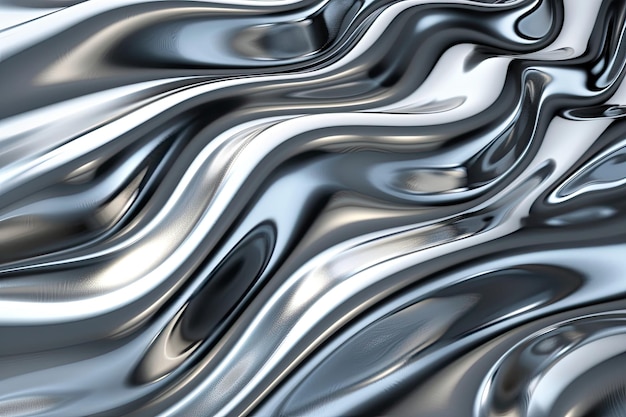 Silver chrome metal texture with wavy design 3D render