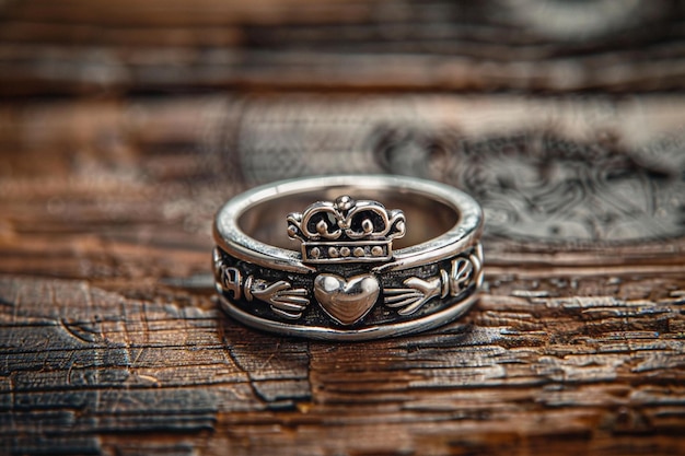 Photo silver claddagh ring with heart