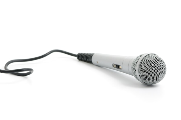 Silver color microphone isolated