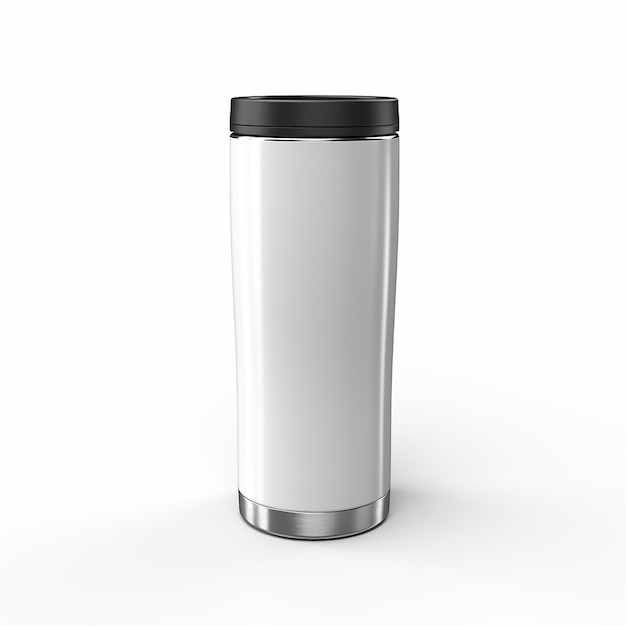 Photo a silver container with a black band on it