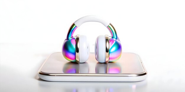 Photo a silver container with two ear buds in it